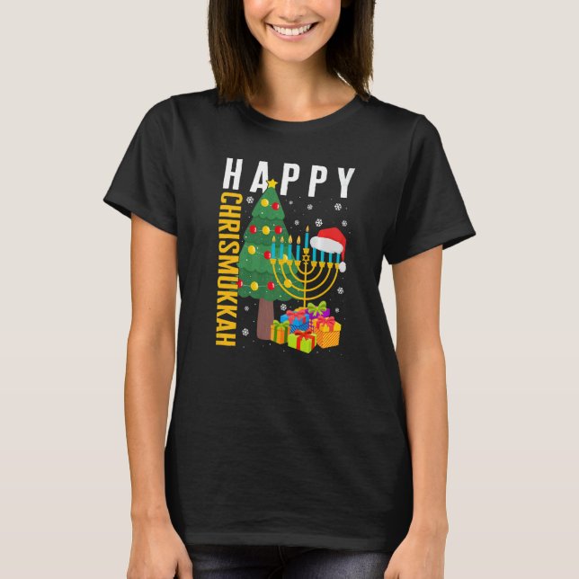 Christmas Happy Chrismukkah Hanukkah Jewish Christ T-Shirt (Front)