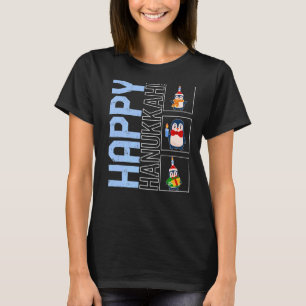 Christmas Happy Hanukkah Penguin Menorah Jewish fe T-Shirt