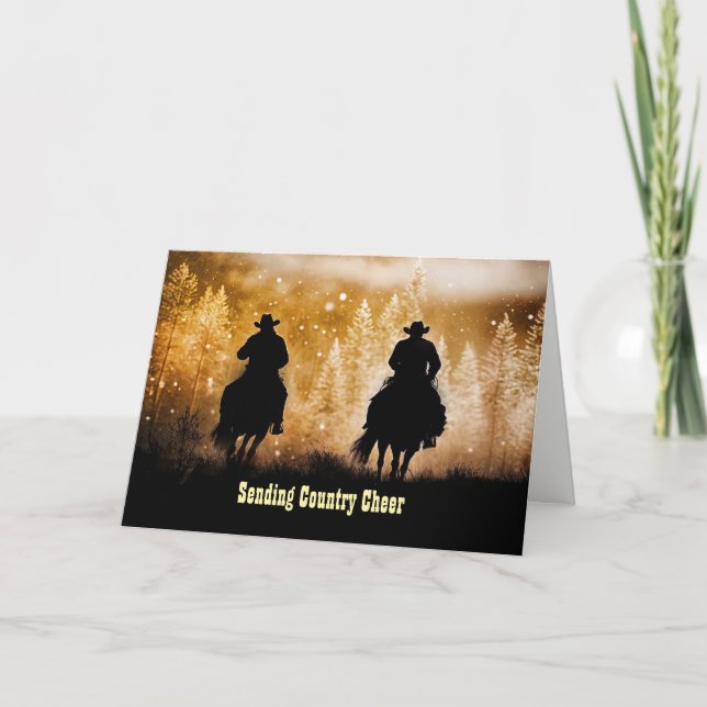 Christmas Happy Holidays Country Western Cowboys Card (Front)