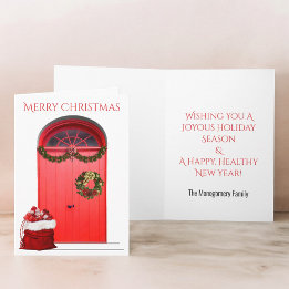 Christmas Happy Holidays Decorations Red Doors Holiday Card