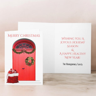 Christmas Happy Holidays Decorations Red Doors Holiday Card