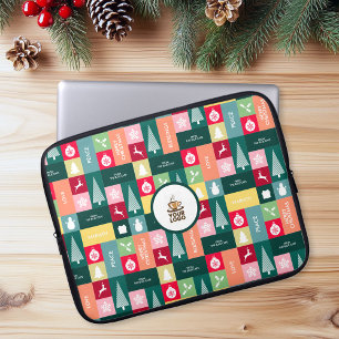 Christmas Happy Holidays Modern Corporate Name Laptop Sleeve