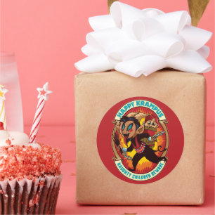 Christmas Happy Krampus Naughty Children Beware Classic Round Sticker