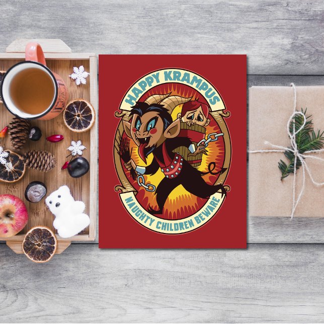 Christmas Happy Krampus Naughty Children Beware Holiday Card (Creator Uploaded)