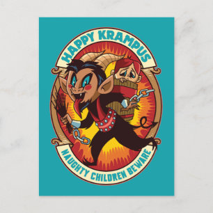 Christmas Happy Krampus Naughty Children Beware Invitation Postcard