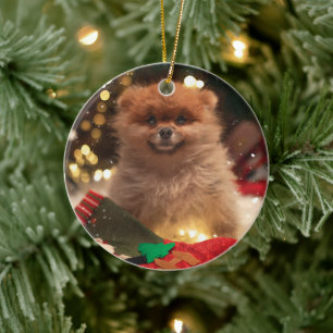 Christmas happy puppy ceramic tree decoration