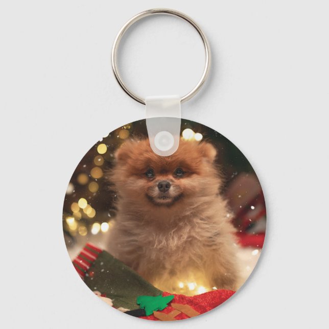 Christmas happy puppy key ring (Front)