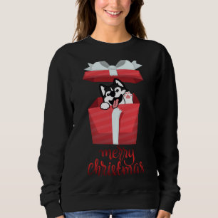 Christmas Happy Siberian Husky In The Box Merry Ch Sweatshirt