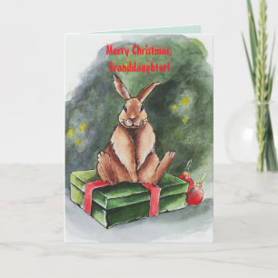 CHRISTMAS HARE GRANDDAUGHTER CHRISTMAS CARD