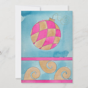 Christmas Harlequin Ornament - Flat Christmas Card