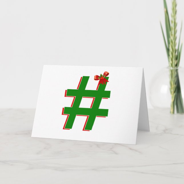 #Christmas #HASHTAG - Hash Tag Symbol Holiday Card (Front)