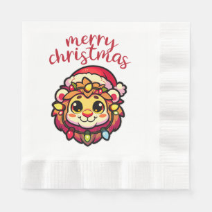 Christmas Hat Christmas Fairy Lights Lion Napkin