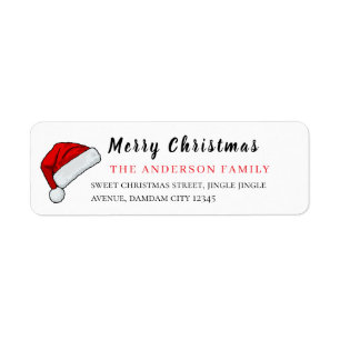 Christmas Hat Elegant Simple Return Address