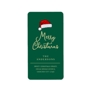 Christmas Hat Elegant Simple Return Address Label