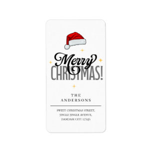 Christmas Hat Elegant Simple Return Address Label