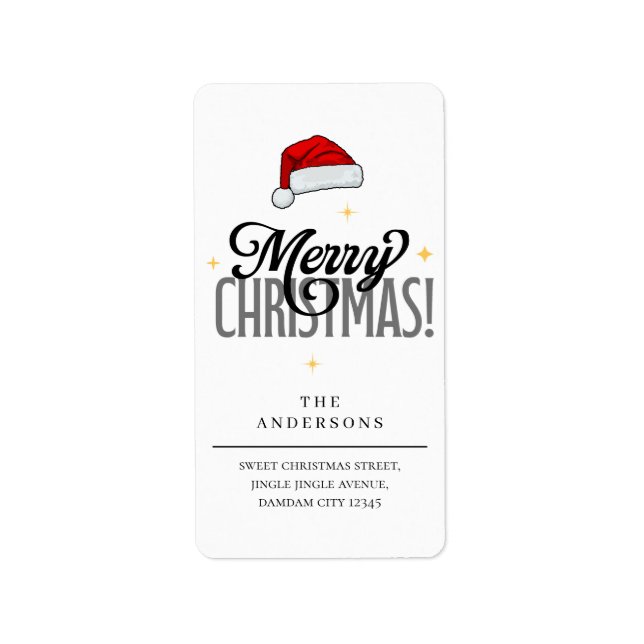 Christmas Hat Elegant Simple Return Address Label (Front)