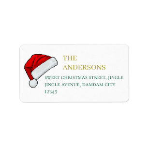Christmas Hat Elegant Simple Return Address Label