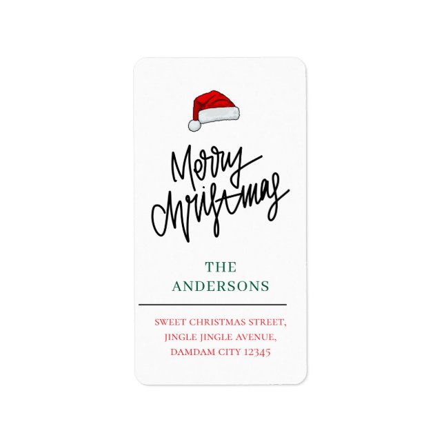 Christmas Hat Elegant Simple Return Address Label (Front)