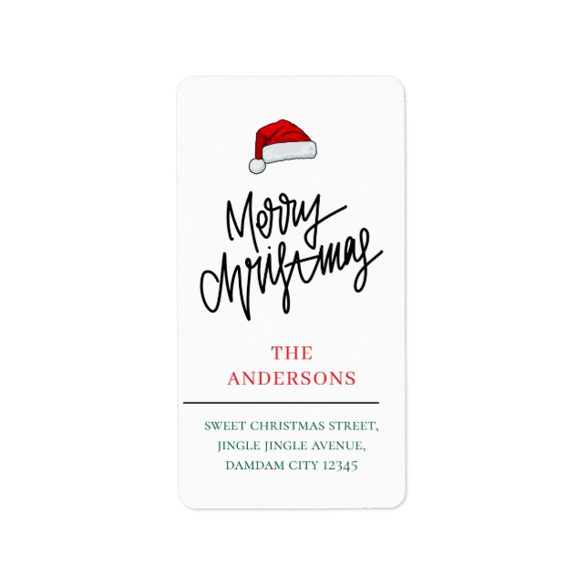 Christmas Hat Elegant Simple Return Address Label (Front)