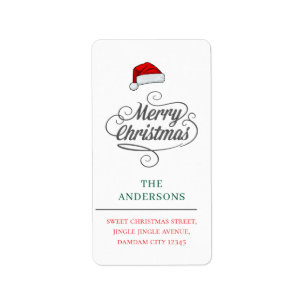 Christmas Hat Elegant Simple Return Address Label