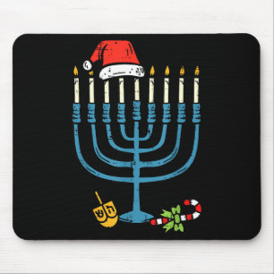 Christmas Hat Menorah Jew Hanukkah Chanukah Men Wo Mouse Pad