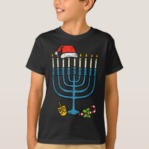 Christmas Hat Menorah Jew Hanukkah Chanukah Men Wo T-Shirt