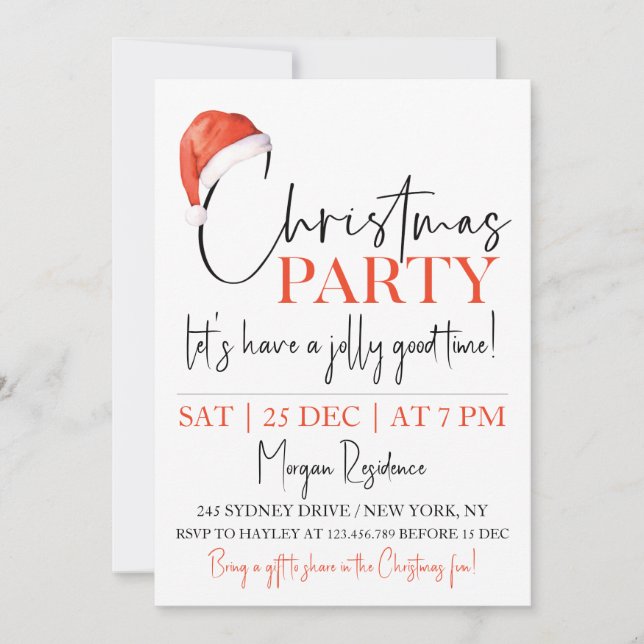 Christmas Hat Party Invitation Office Party Invite (Front)