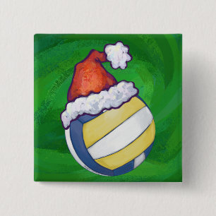 Christmas Hat Volleyball 15 Cm Square Badge