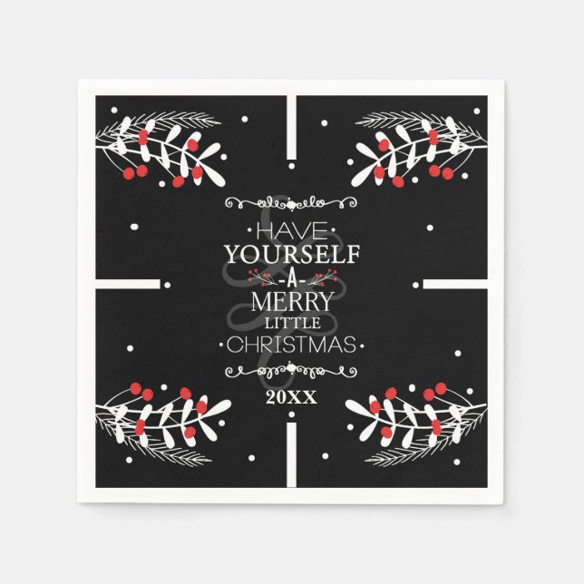 Christmas Have Yourself...Red Berries Holiday Napkin (Front)