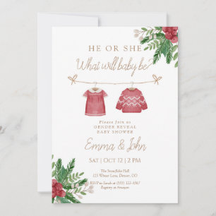 Christmas He or She What Will Baby Be Invitation 