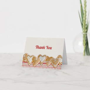 Christmas Heart Cookie Plaid Thank You Card