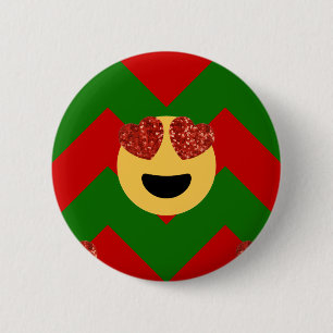 christmas heart eye emoji 6 cm round badge