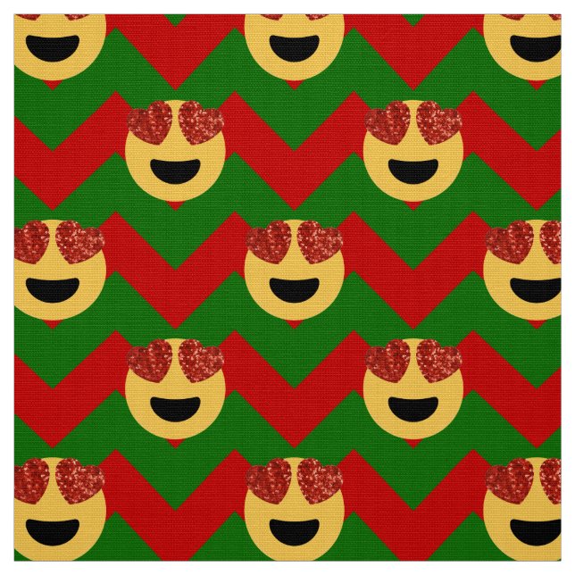 christmas heart eye emoji fabric (Swatch)