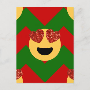 christmas heart eye emoji holiday postcard
