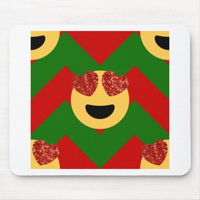 christmas heart eye emoji mouse pad (Front)