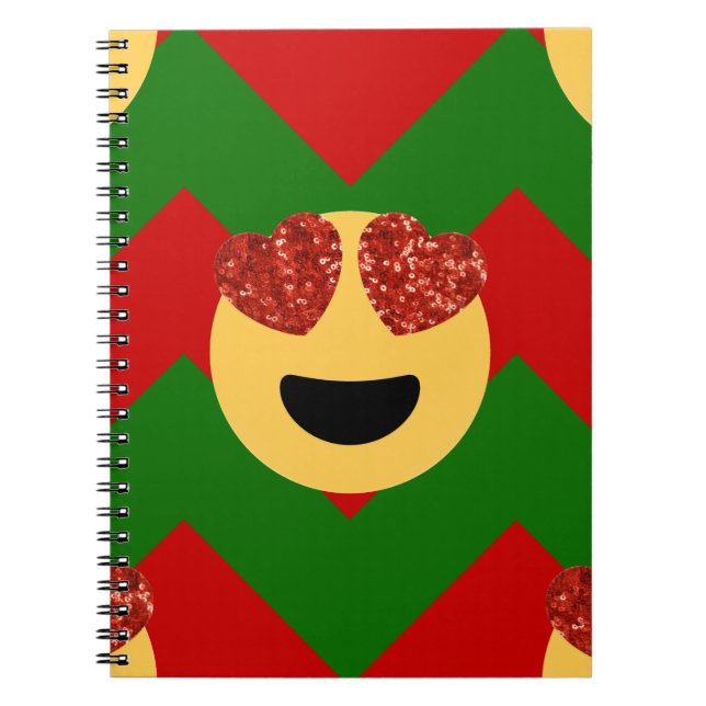 christmas heart eye emoji notebook (Front)