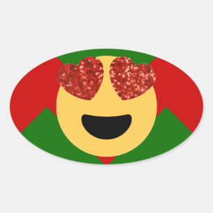 christmas heart eye emoji oval sticker