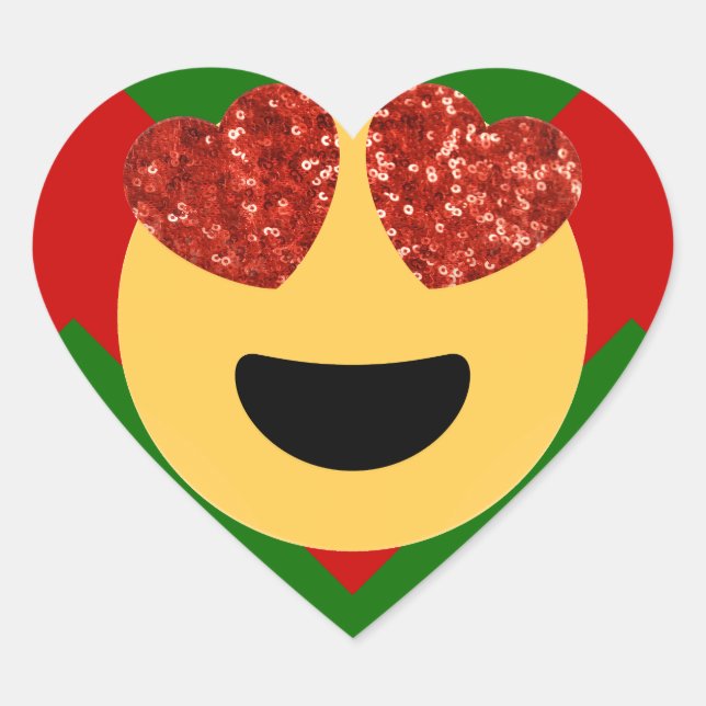 christmas heart eye emoji sticker (Front)