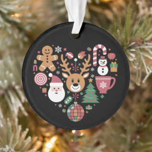 Christmas Heart Love Icons Holiday Xmas Santa Ornament