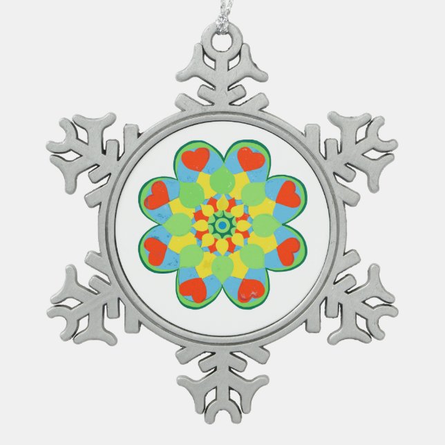  Christmas Heart Mandala  Ornament (Front)
