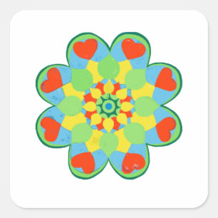 Christmas Heart Mandala Square Sticker