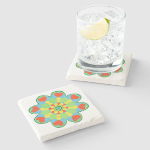 Christmas Heart Mandala Stone Coaster