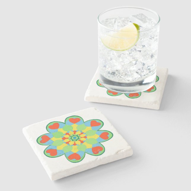  Christmas Heart Mandala   Stone Coaster (Side)