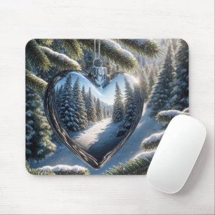 Christmas Heart Ornament Mouse Pad