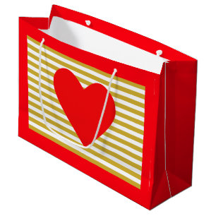 Christmas Heart & Stripes Large Gift Bag