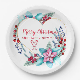 Christmas Heart Wreath Paper Plate