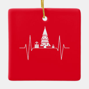 Christmas Heartbeat Ceramic Ornament