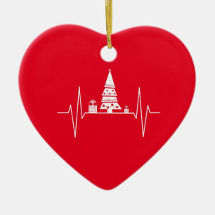 Christmas Heartbeat Ceramic Tree Decoration
