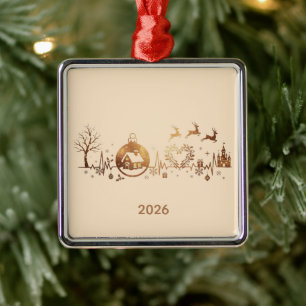 Christmas Heartbeat Holiday Design Metal Tree Decoration