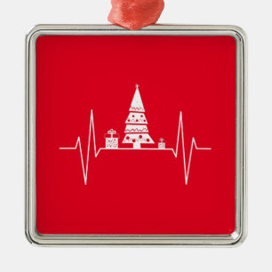 Christmas Heartbeat Metal Tree Decoration